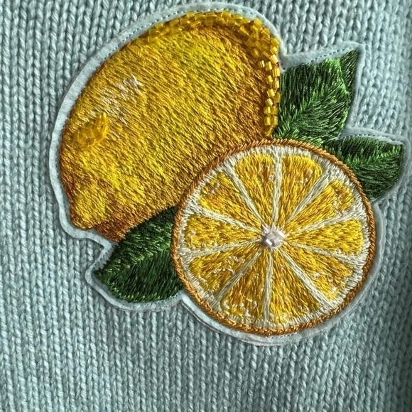 ALICE + OLIVIA BRADFORD LEMON EMBROIDERED GRANDPA CARDIGAN - Picture 16 of 16